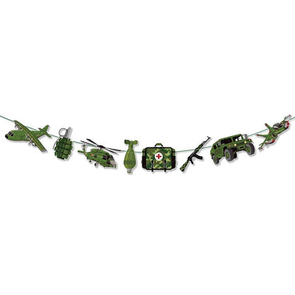 Green Cama Lovers Theme Happy Birthday Decor︱Bunting Banner, Hanging Swirl, Cake Toppers