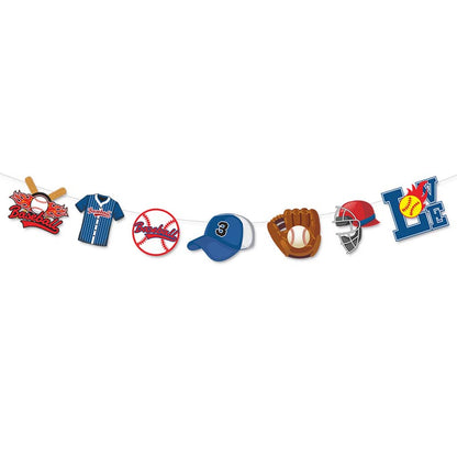 Red and Blue Baseball Theme Happy Birthday Decor︱Letter Happy Birthday Bunting Banner, Cake Toppers, Garland