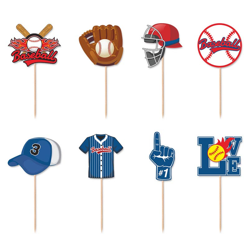 Red and Blue Baseball Theme Happy Birthday Decor︱Letter Happy Birthday Bunting Banner, Cake Toppers, Garland