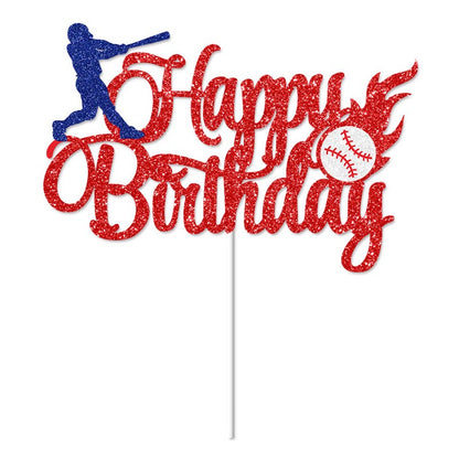 Red and Blue Baseball Theme Happy Birthday Decor︱Letter Happy Birthday Bunting Banner, Cake Toppers, Garland