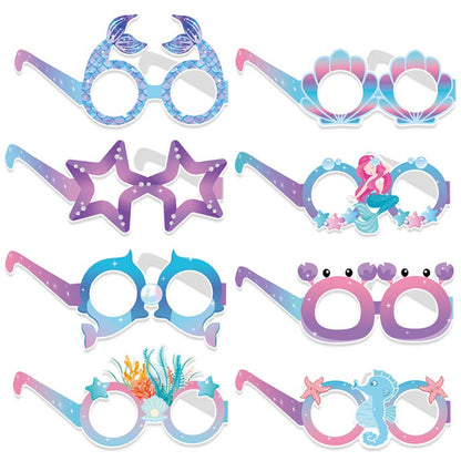 Girls Mermaid Theme Happy Birthday Decor︱Letter Happy Birthday Bunting Banner, Hanging Swirl, Cake Toppers with Background Backdrop Decorations
