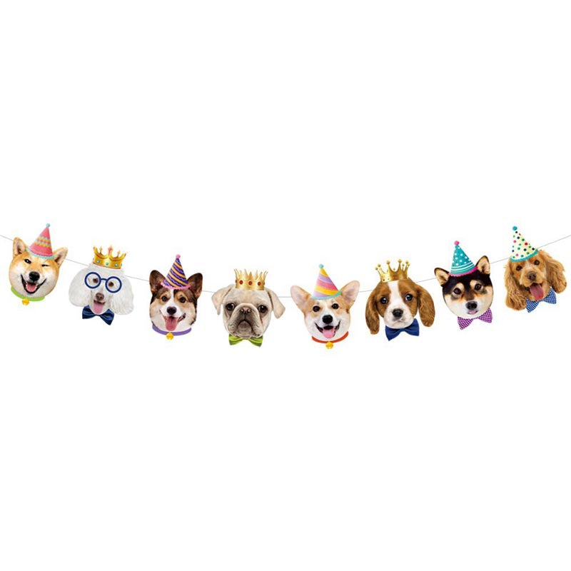 Dog Lovers Theme Happy Birthday Decor︱Letter Happy Birthday Bunting Banner, Cake Toppers
