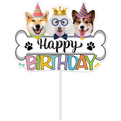 Dog Lovers Theme Happy Birthday Decor︱Letter Happy Birthday Bunting Banner, Cake Toppers