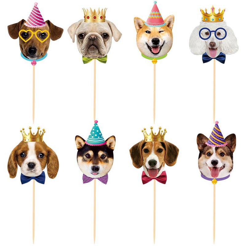 Dog Lovers Theme Happy Birthday Decor︱Letter Happy Birthday Bunting Banner, Cake Toppers