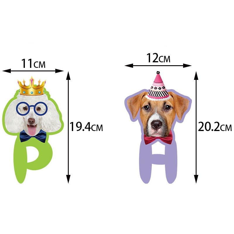 Dog Lovers Theme Happy Birthday Decor︱Letter Happy Birthday Bunting Banner, Cake Toppers