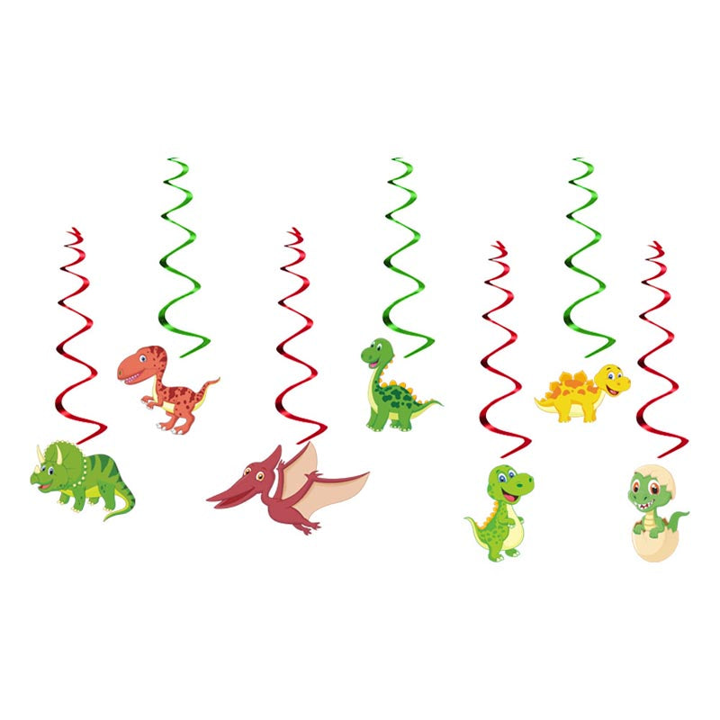 Kid's Little Dinosaur Dino Theme Happy Birthday Decor︱Letter Happy Birthday Bunting Banner, Dino Hanging Swirl, Cake Toppers