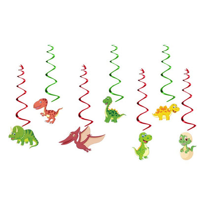 Kid's Little Dinosaur Dino Theme Happy Birthday Decor︱Letter Happy Birthday Bunting Banner, Dino Hanging Swirl, Cake Toppers