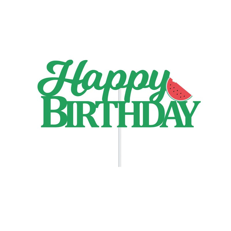 Summer Watermelon Theme Happy Birthday Decor︱Letter Happy Birthday Bunting Banner, Hanging Swirl, Cake Toppers, Circle Dots Garland