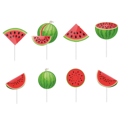 Summer Watermelon Theme Happy Birthday Decor︱Letter Happy Birthday Bunting Banner, Hanging Swirl, Cake Toppers, Circle Dots Garland