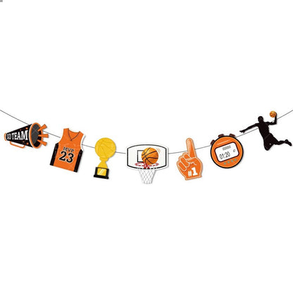 Black and Orange Basketball Theme Happy Birthday Decor︱Bunting Banner, Hanging Swirl, Cake Toppers, Garland