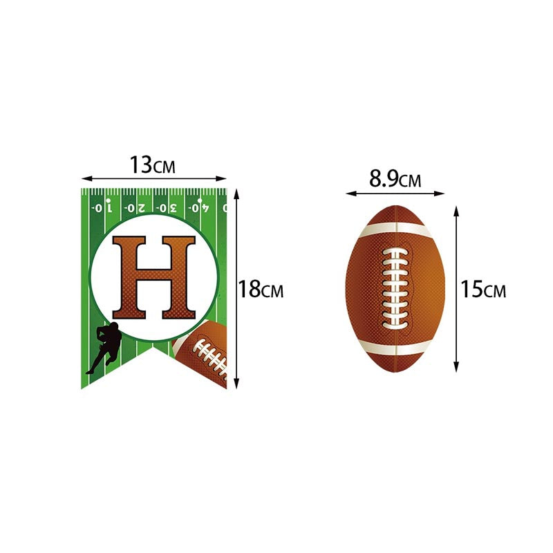 American Football Theme Happy Birthday Decor︱Bunting Banner, Hanging Swirl, Cake Toppers, Garland