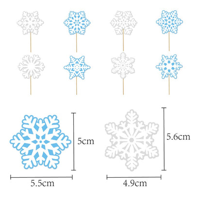 Blue and White Snowflake Theme Happy Birthday Decor︱Bunting Banner, Hanging Swirl, Cake Toppers