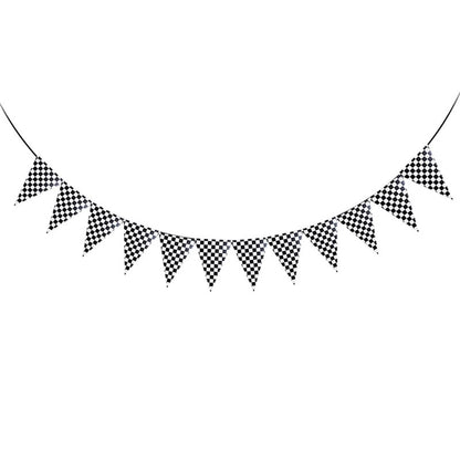 Black and White F1 Car Racing Happy Birthday Decor︱Bunting Banner, Hanging Swirl, Cake Toppers, Pennant Banner Flag for Kid's or Car Racing Lovers