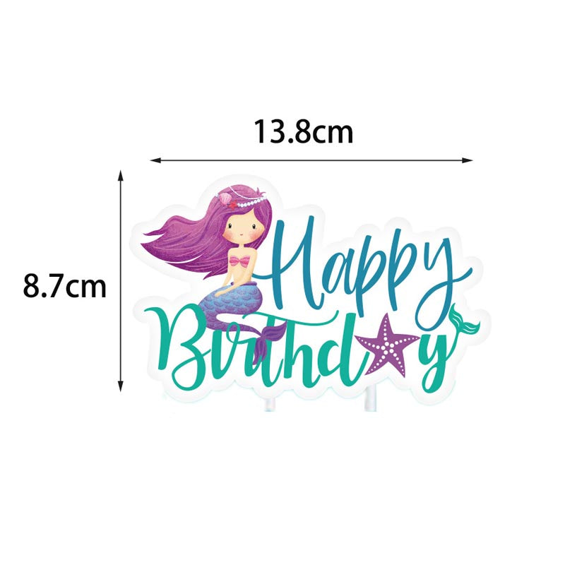 Girl's Mermaid Theme Happy Birthday Decor︱Bunting Banner, Hanging Swirl, Cake Toppers