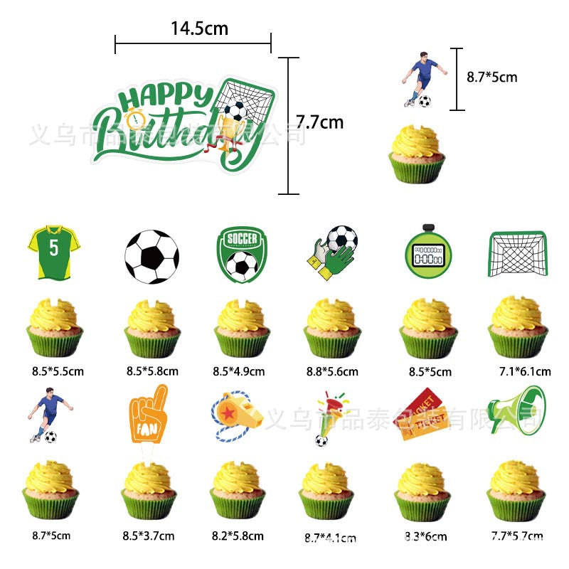 Football Theme Happy Birthday︱Bunting Banner, Hanging Swirl, Cake Toppers for Boy's or Football Lover's Birthday