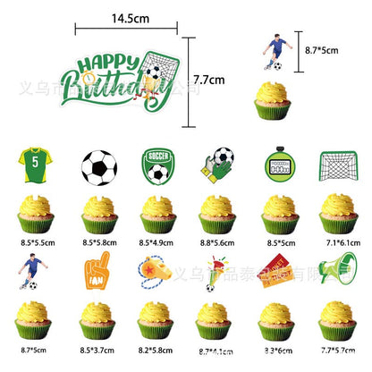 Football Theme Happy Birthday︱Bunting Banner, Hanging Swirl, Cake Toppers for Boy's or Football Lover's Birthday