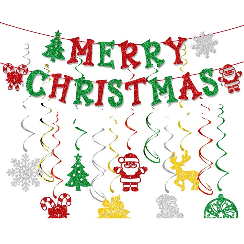 Merry Christmas Bunting/ Hanging Swirl Decorations