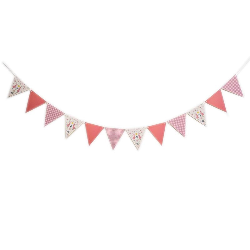 Pennant Flag Bunting #4  PINK-WHITE