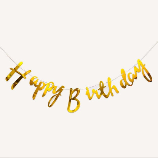 Happy Birthday Bunting #12 GOLD Color Letter Birthday Banner Decorations