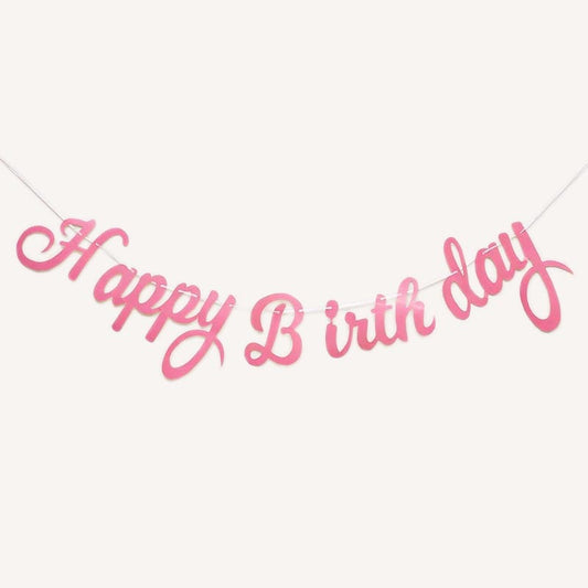 Happy Birthday Bunting #15 PINK Color Letter Birthday Banner Decorations