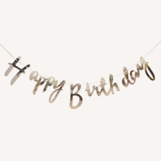 Happy Birthday Bunting #16 SILVER Color Letter Birthday Banner Decorations