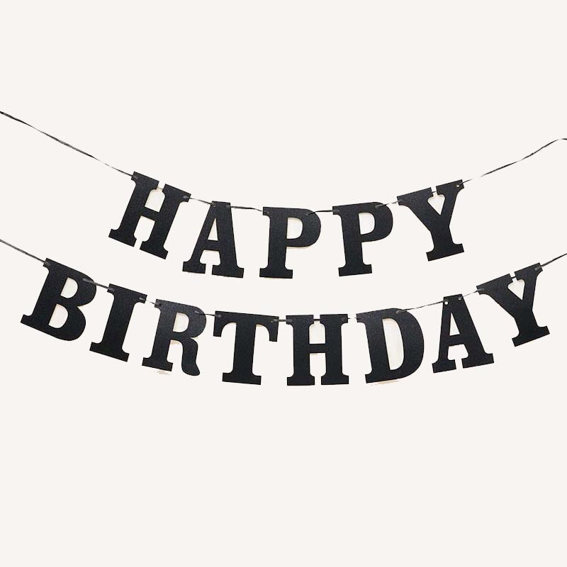 Happy Birthday Bunting #17 BLACK Color Letter Birthday Banner Decorations