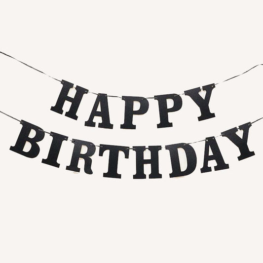 Happy Birthday Bunting #17 BLACK Color Letter Birthday Banner Decorations