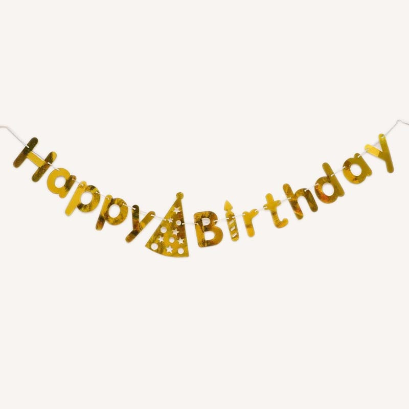Happy Birthday Bunting #20 GOLD Color Letter Birthday Banner Decorations