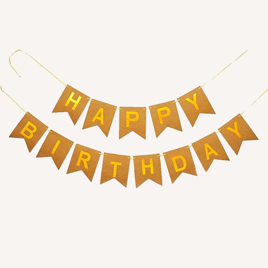 Happy Birthday Bunting #25 BRONZE-GOLD Color Letter Birthday Banner Decorations