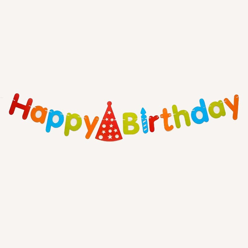 Happy Birthday Bunting #26 with Party Cone Hat Letter Birthday Banner Decorations