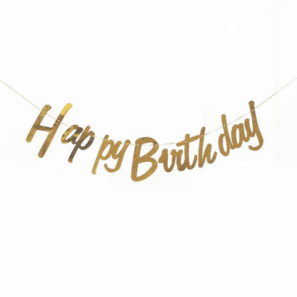 Happy Birthday Bunting #29 GOLD Color Letter Birthday Banner Decorations