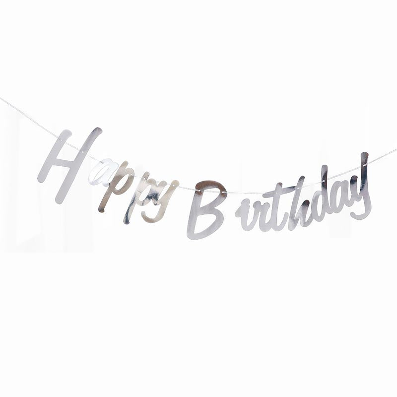 Happy Birthday Bunting #30 SILVER Color Letter Birthday Banner Decorations