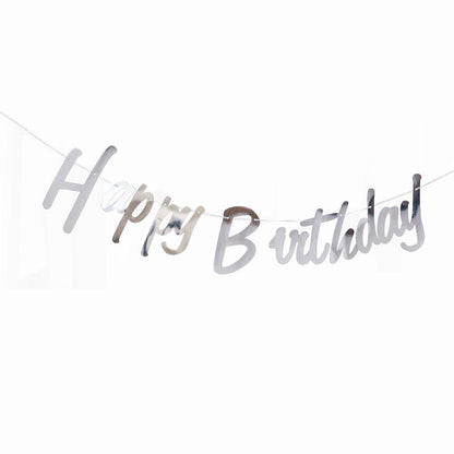 Happy Birthday Bunting #30 SILVER Color Letter Birthday Banner Decorations
