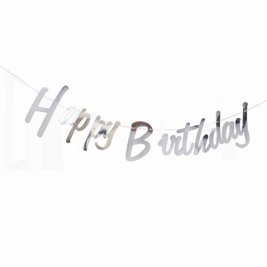 Happy Birthday Bunting #30 SILVER Color Letter Birthday Banner Decorations