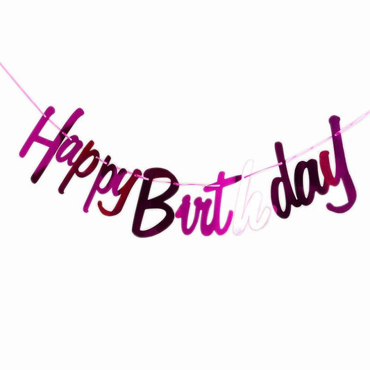 Happy Birthday Bunting #32 HOT PINK Color Letter Birthday Banner Decorations