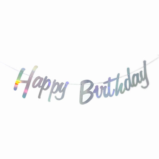 Happy Birthday Bunting #35 SHINY SILVER Color Letter Birthday Banner Decorations
