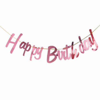 Happy Birthday Bunting #36 PINK Color Letter Birthday Banner Decorations