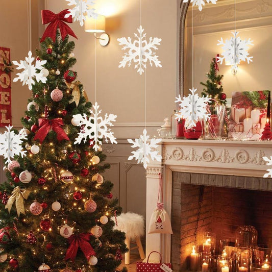 3D Hanging Snowflake Decorations 12Pcs