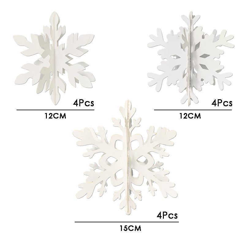 3D Hanging Snowflake Decorations 12Pcs