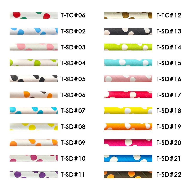 Dot Pattern Biodegradable Paper Straws 6*197mm (100Pcs)