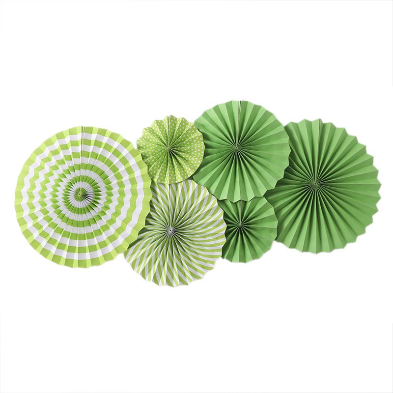 Paper Fans Decoration 6Pcs/Pack GREEN