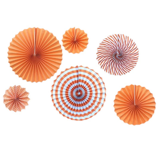 Paper Fans Decoration 6Pcs/Pack ORANGE