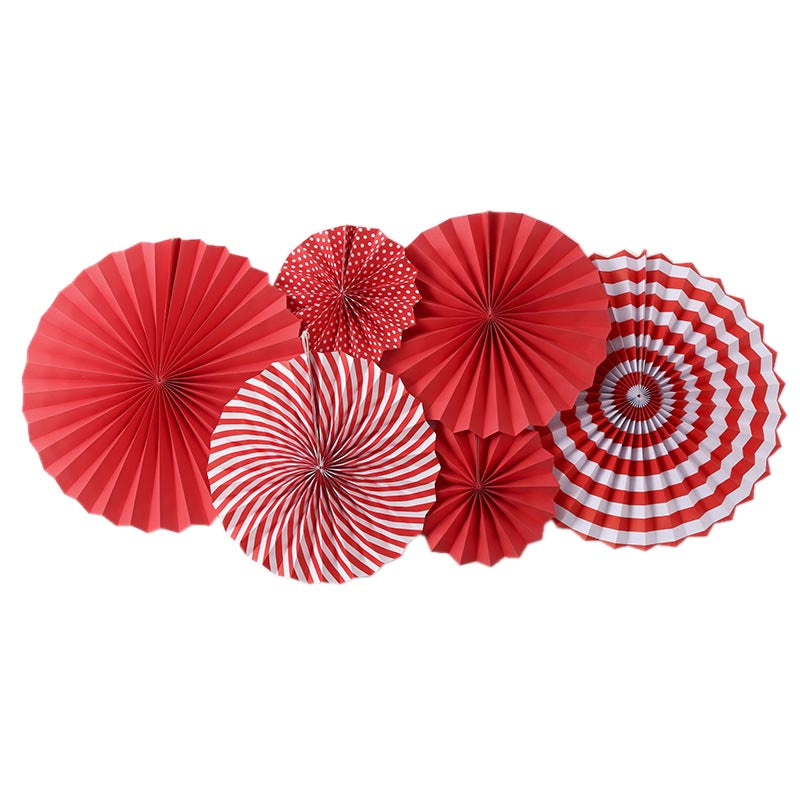 Paper Fans Decoration 6Pcs/Pack RED
