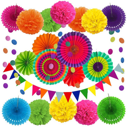 Paper Fans Decoration Set 20Pcs  MULTICOLORS