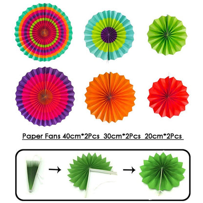 Paper Fans Decoration Set 20Pcs  MULTICOLORS