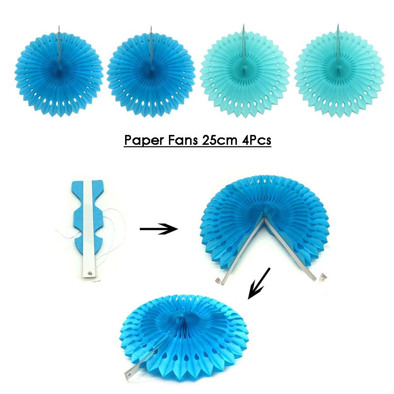 Paper Fans Decoration Set 20Pcs  BLUE