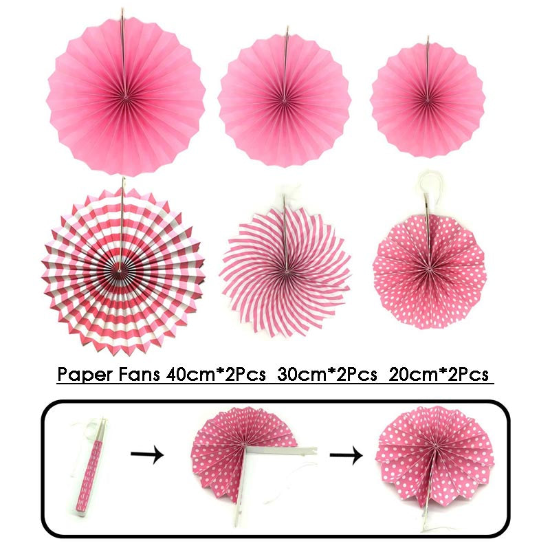 Paper Fans Decoration Set 20Pcs  PINK