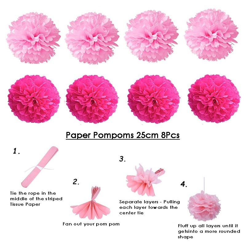 Paper Fans Decoration Set 20Pcs  PINK