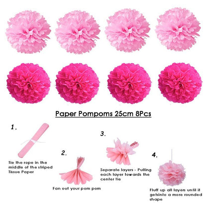 Paper Fans Decoration Set 20Pcs  PINK