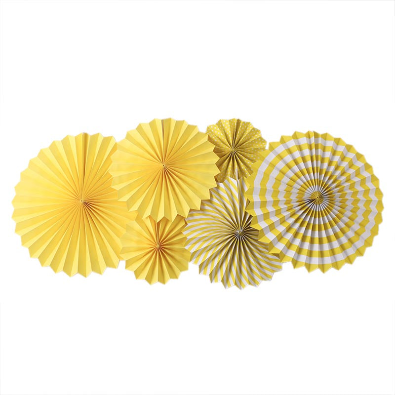Paper Fans Decoration 6Pcs/Pack YELLOW